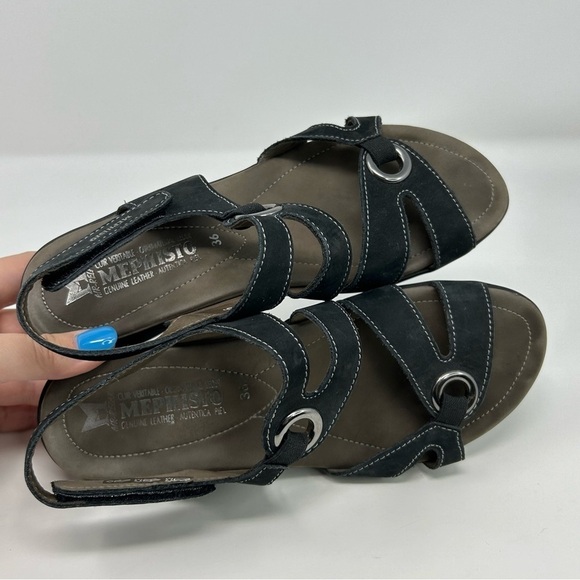 Mephisto Parfolia Black Leather Slingback Comfort Wedge Sandals Size 36 - Picture 13 of 15